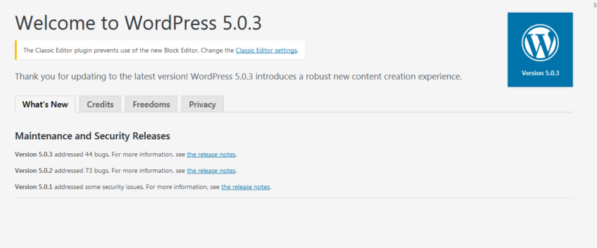 WordPress Version 5.0.3 was Released on January 9, 2019