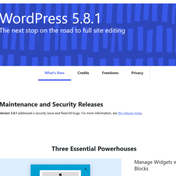 WordPress 5.8.1 Maintenance and Security Release Update