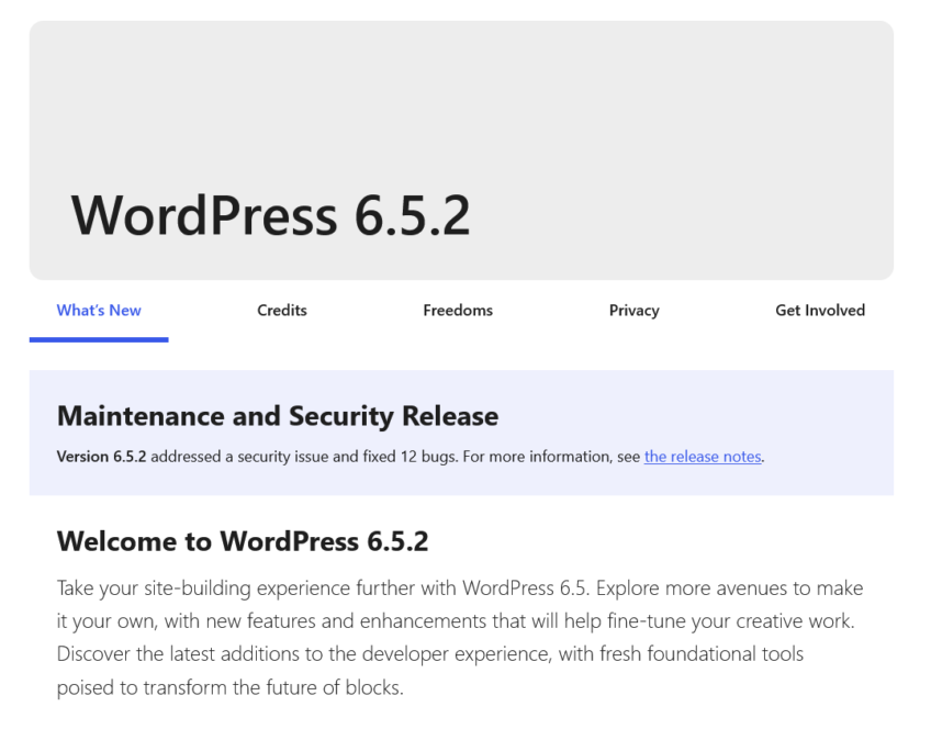 WordPress 6.5.2 Maintenance and Security Releases